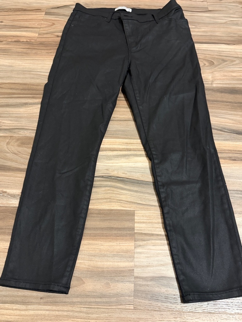 Abercrombie & Fitch Black Coated Skinny Ankle High Rise Jeans Asymmetric Sz. 12S